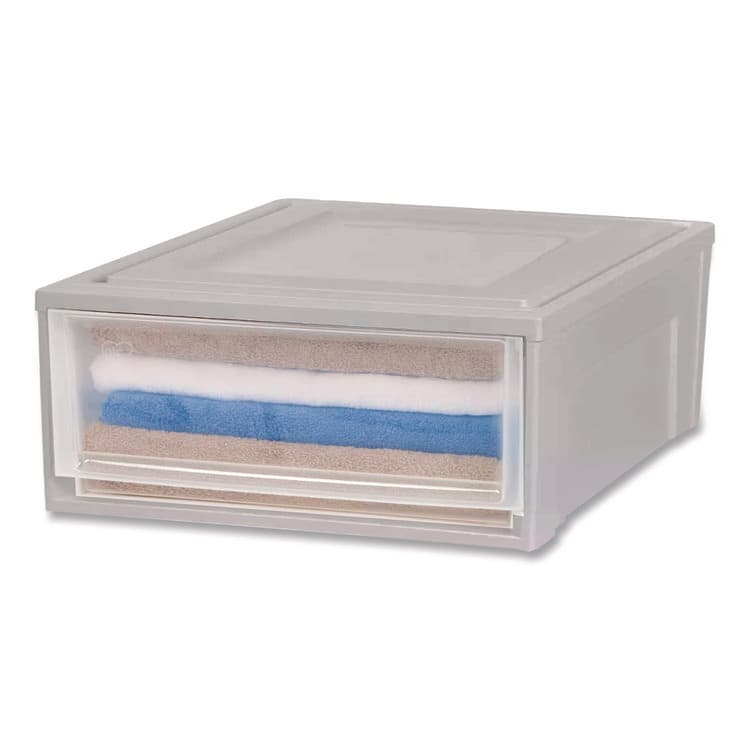 IRIS USA, Stackable Storage Drawer, 7.75 gal, 15.75" x 19.62" x 9", Gray/Translucent Frost (IRS170473) thumbnail 3