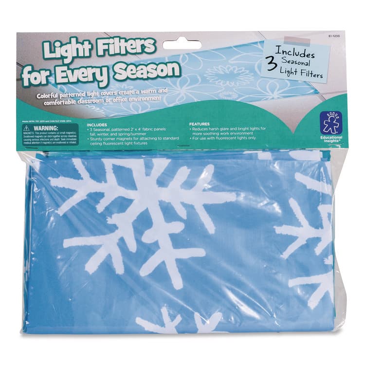 EDUCATIONAL INSIGHTS, Fluorescent Light Filter Covers, Rectangular, Seasonal Designs, Blue, 3 Covers (EII1233)