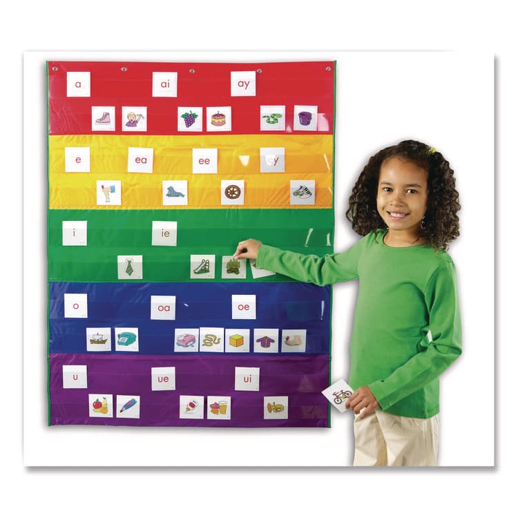 LEARNING RESOURCES Rainbow Pocket Chart, 10 Pockets, 33.5" w x 42" h, Assorted Colors (LRNLER2197) thumbnail 4