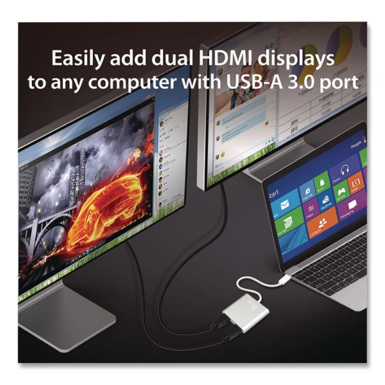 J5CREATE USB to HDMI Adapter, 7.87", Silver/White (JCRJUA365) thumbnail 3