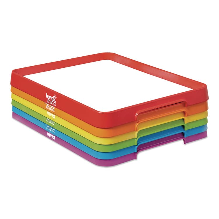 LEARNING RESOURCES Magnetic Dry-Erase Trays, 13" x 9.5", White Surface, Assorted Frame Colors, 6/Set (HDM96157) thumbnail 2