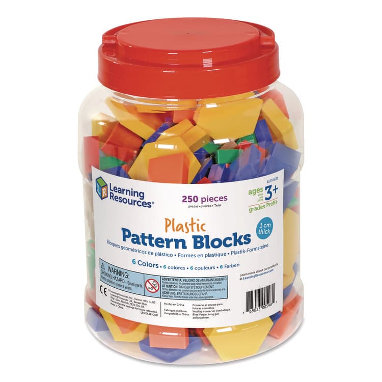 LEARNING RESOURCES Plastic Pattern Blocks, Grades Pre-K to 2, 250 Pieces (LRNLER0632)