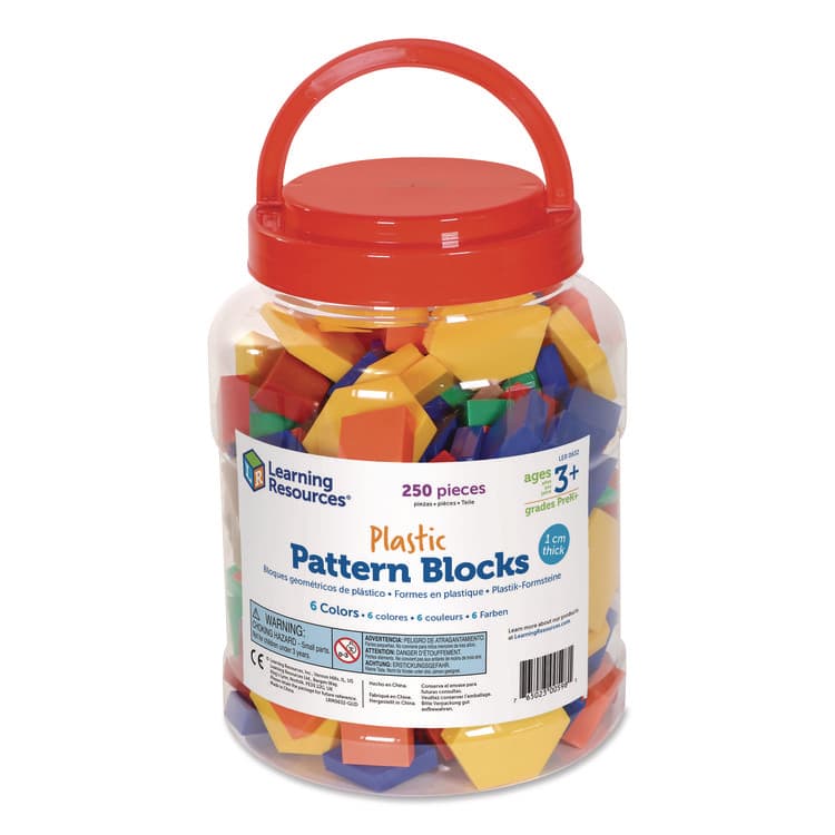 LEARNING RESOURCES Plastic Pattern Blocks, Grades Pre-K to 2, 250 Pieces (LRNLER0632) thumbnail 2