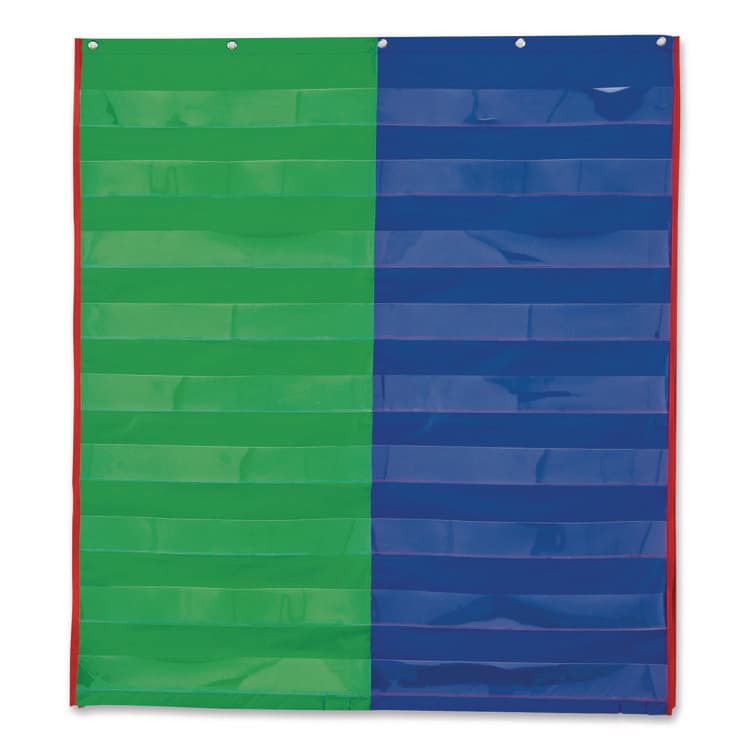 LEARNING RESOURCES Two- and Four-Column Double-Sided Pocket Chart, 9 Pockets/Chart, 30 x 38, Blue/Green/Red/Yellow (LRNLER2382) thumbnail 4