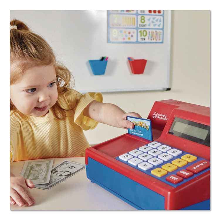 LEARNING RESOURCES Pretend and Play Calculator Cash Register, Grades Pre-K to 2, 73 Pieces (LRNLER2629) thumbnail 4