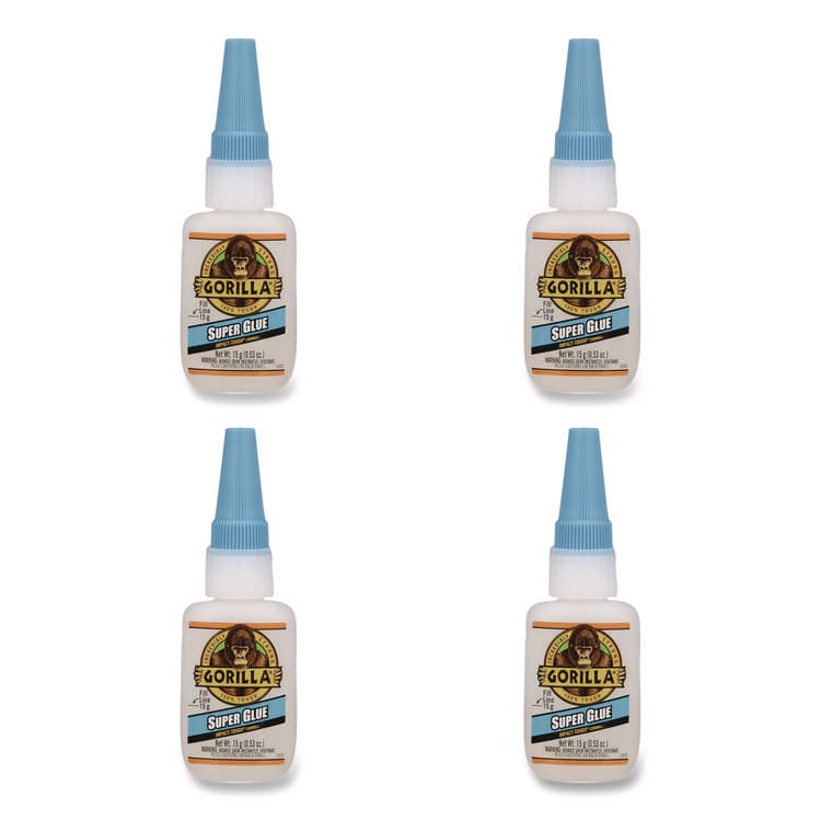 GORILLA GLUE COMPANY Super Glue, 0.53 oz, Dries Clear, 4/Carton (GOR7807101CT)