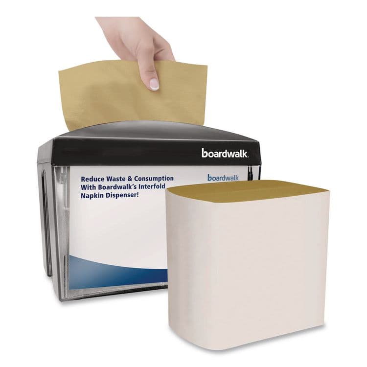 BOARDWALK Interfold Napkins, 1-Ply, 8.8 x 6.3, Kraft, 500/Pack, 12 Packs/Carton (BWK6000INTK) thumbnail 4