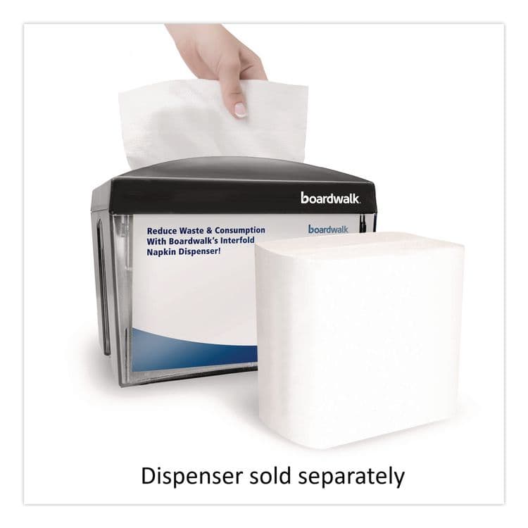 BOARDWALK Interfold Napkins, 1-Ply, 8.8 x 6.3, White, 500/Pack, 12 Packs/Carton (BWK6000INTW) thumbnail 4
