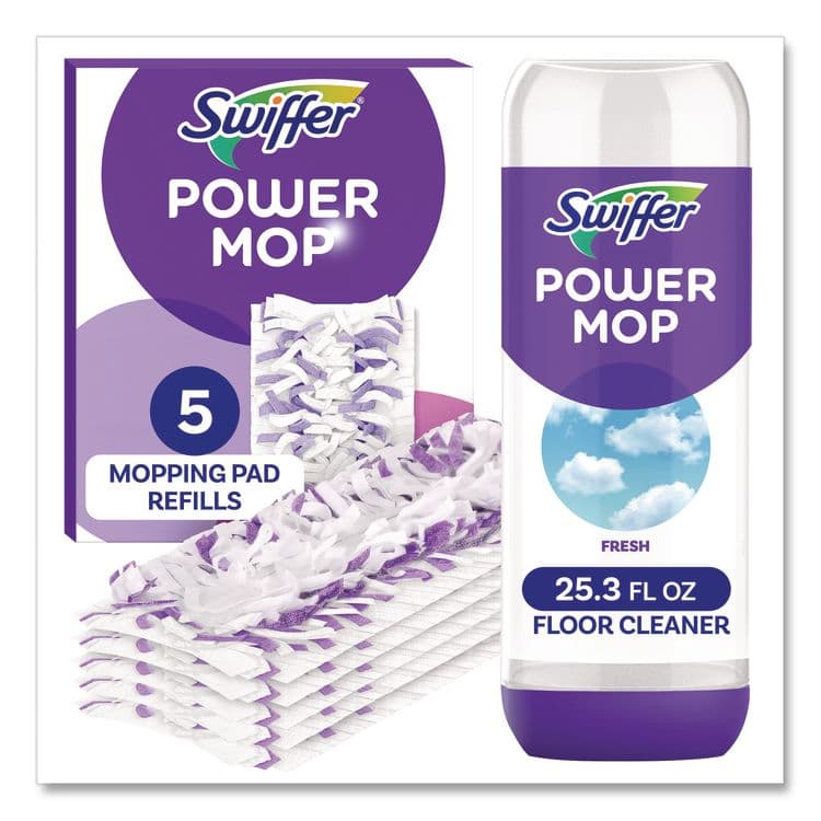 PROCTER & GAMBLE PowerMop Cleaning Solution and Pads Refill Pack, Lavender, 25.3 oz Bottle and 5 Pads per Pack, 4 Packs/Carton (PGC09117) thumbnail 2