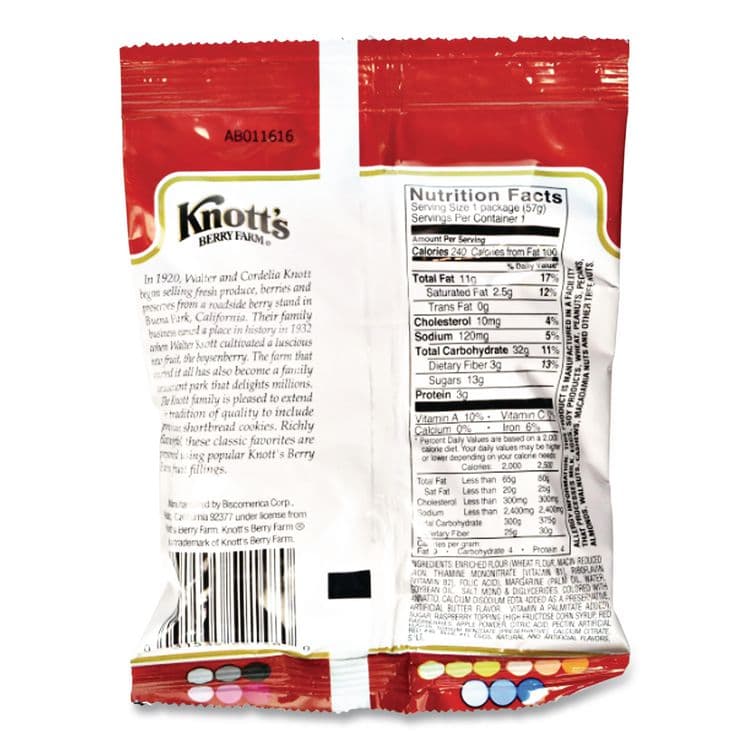 BISCOMERICA CORP. Premium Berry Jam Shortbread Cookies, Raspberry, 2 oz Pack, 36/Carton (BSC59636) thumbnail 3