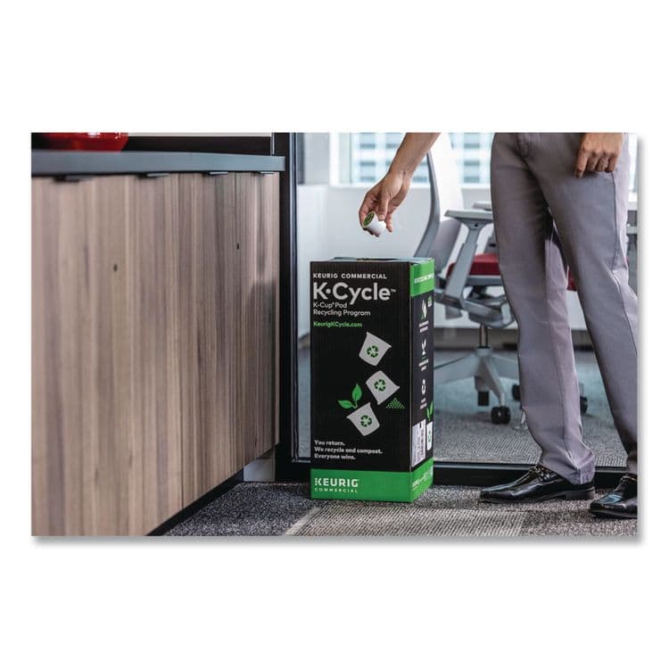 KEURIG DR PEPPER K-Cycle Cardboard Indoor Recycling Bin, Large, Cardboard, Black/Green/White, 5/Pack (KEU5000350631) thumbnail 3