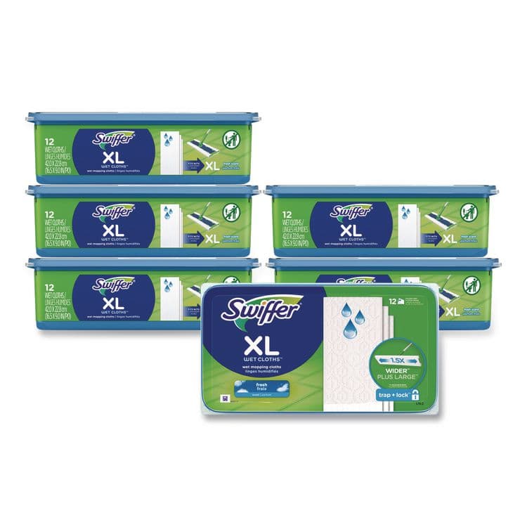PROCTER & GAMBLE Max/XL Wet Refill Cloths, 16.5 x 9, White, 12/Tub, 6 Tubs/Carton (PGC74471)