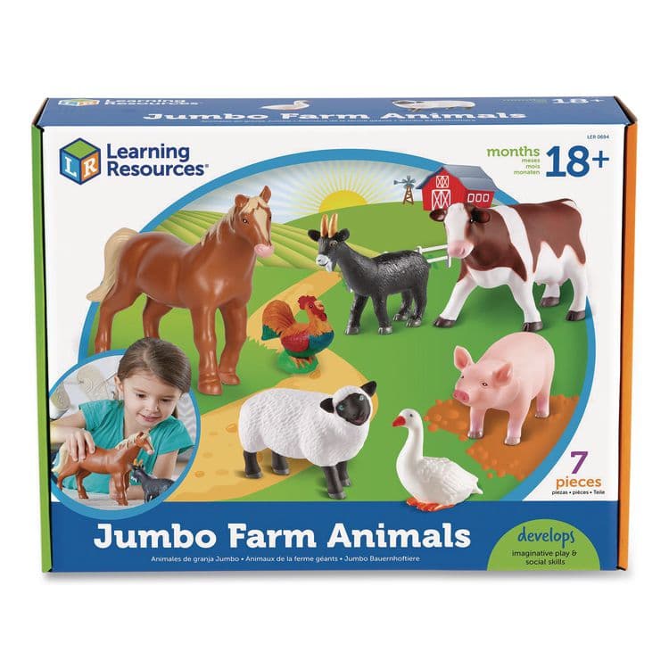 LEARNING RESOURCES Jumbo Farm Animals, Grades Pre-K to 3, 7 Pieces (LRNLER0694)