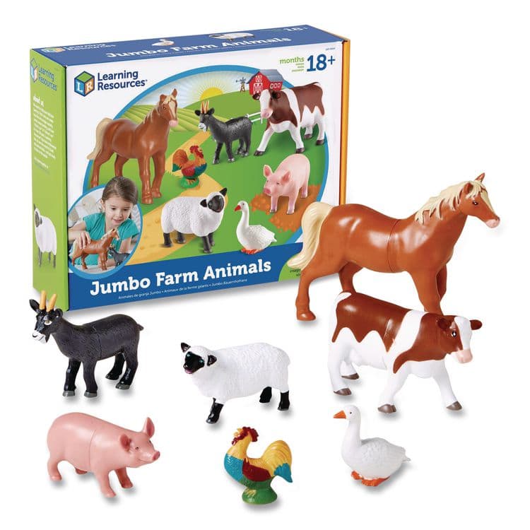 LEARNING RESOURCES Jumbo Farm Animals, Grades Pre-K to 3, 7 Pieces (LRNLER0694) thumbnail 2