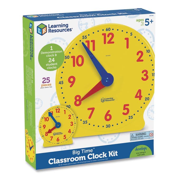 LEARNING RESOURCES Classroom Clock Kit, Grades K to 2, 25 Pieces (LRNLER2102)