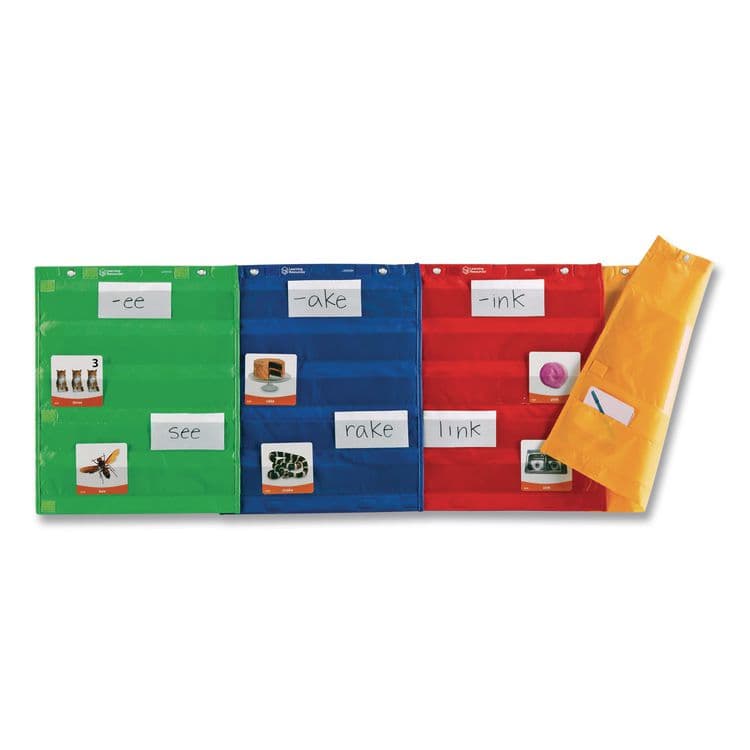 LEARNING RESOURCES Magnetic Pocket Chart Squares, 7 Pockets, 14" w x 17" h, Assorted Colors, Set of 4 (LRNLER2384) thumbnail 3