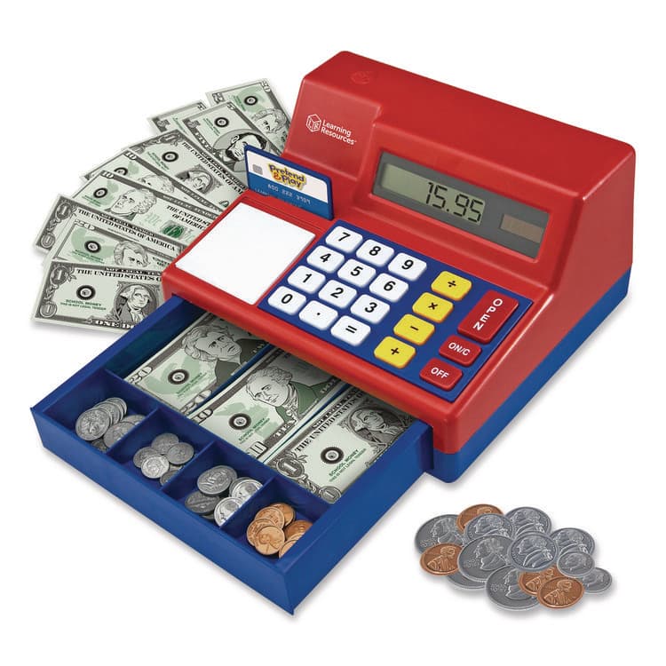 LEARNING RESOURCES Pretend and Play Calculator Cash Register, Grades Pre-K to 2, 73 Pieces (LRNLER2629) thumbnail 2