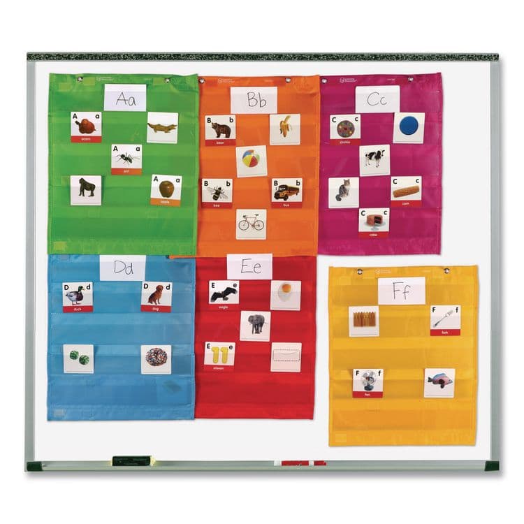 LEARNING RESOURCES Magnetic Pocket Chart Squares, Classroom/Teacher Organizer Set, 7 Pockets, Assorted Colors, Set of 6 (LRNLER2386)
