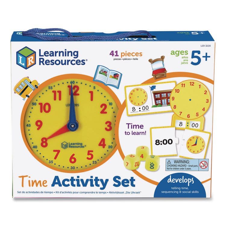LEARNING RESOURCES Time Activity Set, 1 to 12 Players, Grades K to 1, 41 Pieces (LRNLER3220)