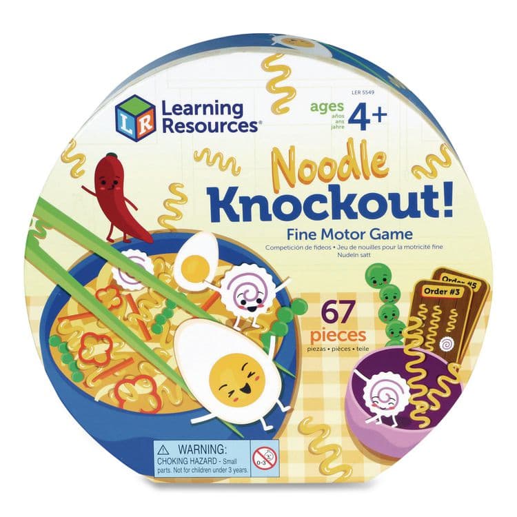 LEARNING RESOURCES Noodle Knockout Fine Motor Game, 1 to 4 Players, Ages 4 and Up, 67 Pieces (LRNLER5549)
