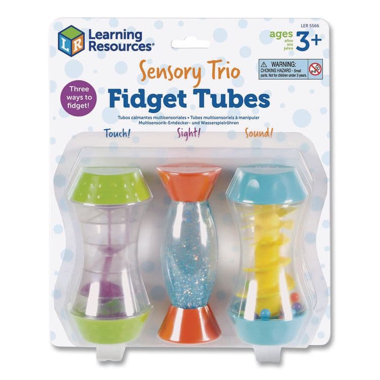 LEARNING RESOURCES Sensory Trio Fidget Tubes, Ages 3 and Up, Assorted Colors, 3 Pieces (LRNLER5566)