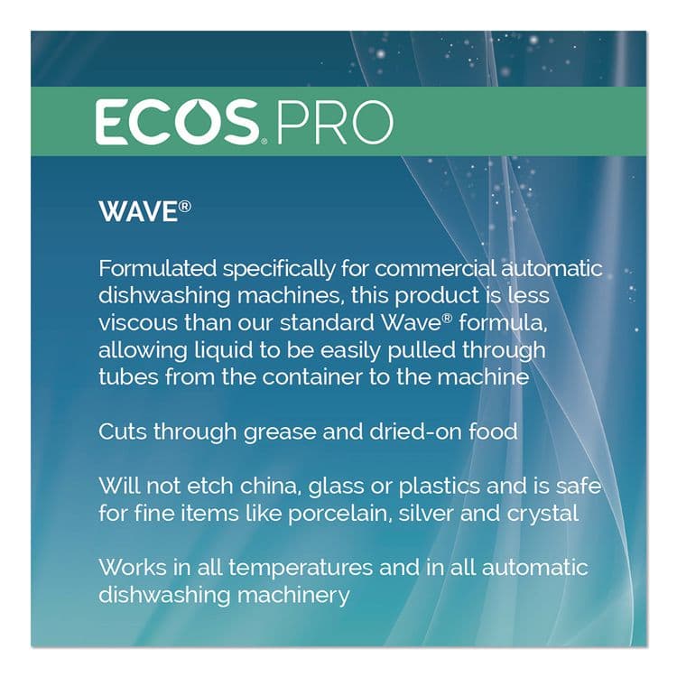 EARTH FRIENDLY PRODUCTS Wave Commercial Automatic Dishwasher Detergent, Free and Clear, 5 gal Pail (EOPPL944005) thumbnail 4
