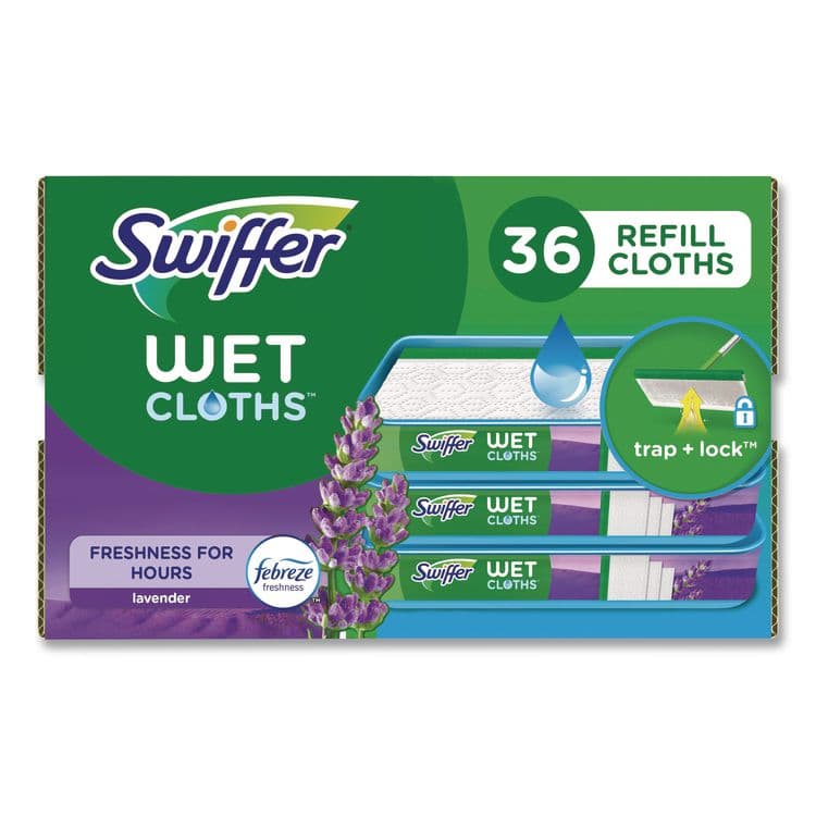 PROCTER & GAMBLE Wet Refill Cloths, 10 x 8, Lavender Vanilla and Comfort, White, 36/Carton (PGC55311)