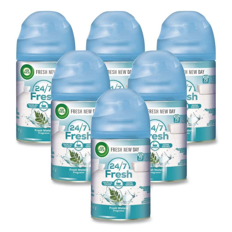 RECKITT BENCKISER Freshmatic Ultra Automatic Spray Refill, Fresh Waters, 5.89 oz Aerosol Spray, 6/Carton (RAC79553)