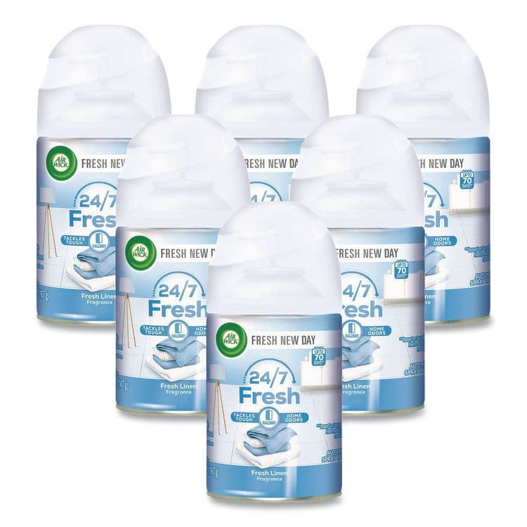 RECKITT BENCKISER Freshmatic Ultra Spray Refill, Fresh Linen, 5.89 oz Aerosol Spray, 6/Carton (RAC82314CT)
