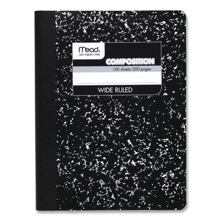 MEAD PRODUCTS Composition Book, Wide/Legal Rule, Black Cover, (100) 9.75 x 7.5 Sheets (MEA09910)