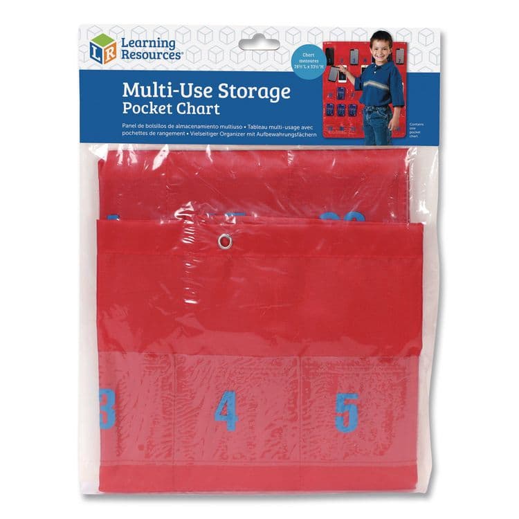 LEARNING RESOURCES Multi-Use Storage Pocket Chart, 35 Pockets, 13 x 18, Red (LRNLER0056)
