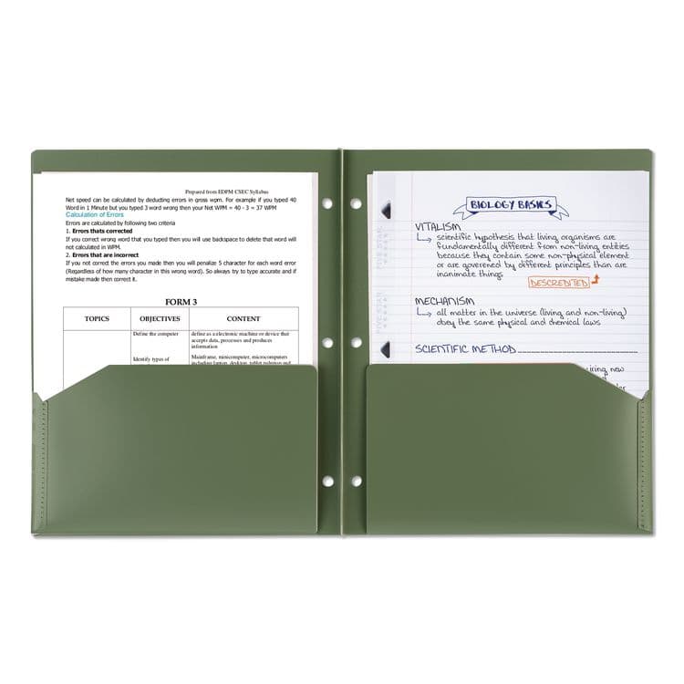 MEAD PRODUCTS Recycled Plastic Two-Pocket Folder, Side: 3-Hole Punched, Accommodates 11 x 8.5 Sheets, Randomly Assorted Colors (MEA330027) thumbnail 4