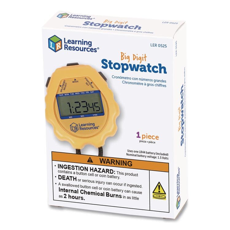 LEARNING RESOURCES Big Digit Stopwatch, Accurate to 1/100 Second, Yellow, Black Lanyard (LRNLER0525) thumbnail 4