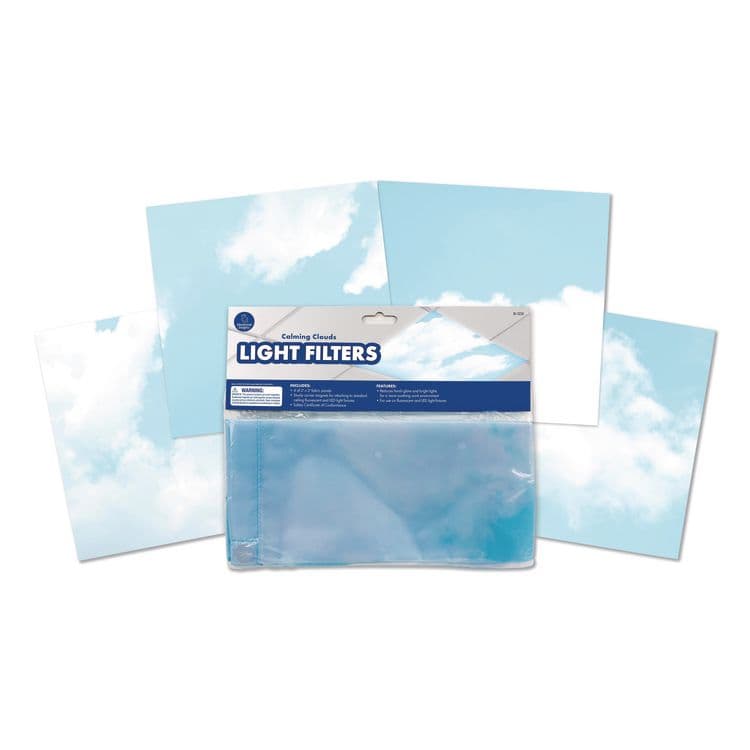 EDUCATIONAL INSIGHTS, Light Filters, Rectangular, Calming Clouds, 4 ft x 2 ft, Blue/White, 4 Filters (EII1235)
