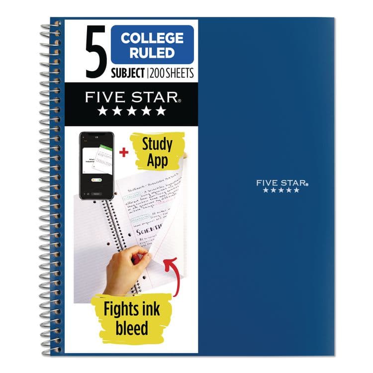 MEAD PRODUCTS Wirebound Notebook, 5-Subject, Medium/College Rule, Randomly Assorted Cover Color, (200) 11 x 8.5 Sheets (MEA06208)