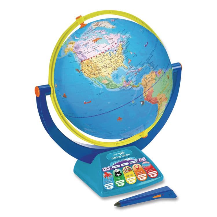 EDUCATIONAL INSIGHTS, Geosafari Jr. Talking Globe, 12" dia, Semi-Meridian Mount, Blue Base (EII8888) thumbnail 2