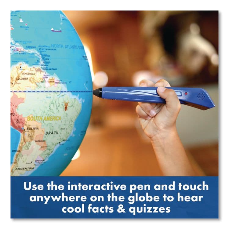 EDUCATIONAL INSIGHTS, Geosafari Jr. Talking Globe, 12" dia, Semi-Meridian Mount, Blue Base (EII8888) thumbnail 4