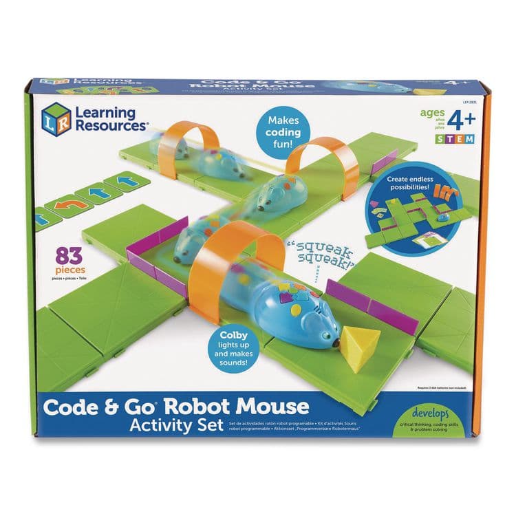 LEARNING RESOURCES Code and Go Robot Mouse Activity Set, Grades Pre-K to 3, 83 Pieces (LRNLER2831)
