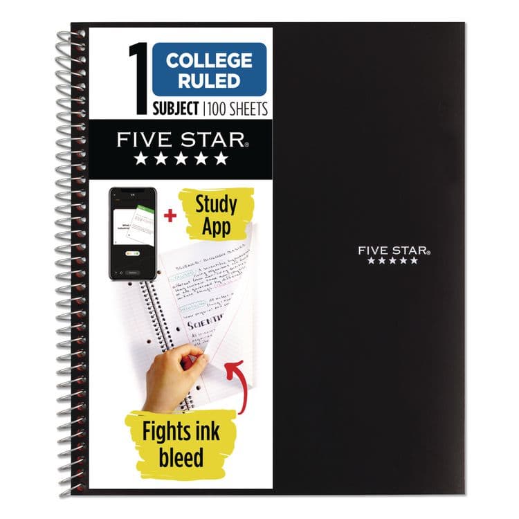 MEAD PRODUCTS Wirebound Notebook, 1-Subject, Medium/College Rule, Black Cover, (100) 11 x 8.5 Sheets (MEA72057)