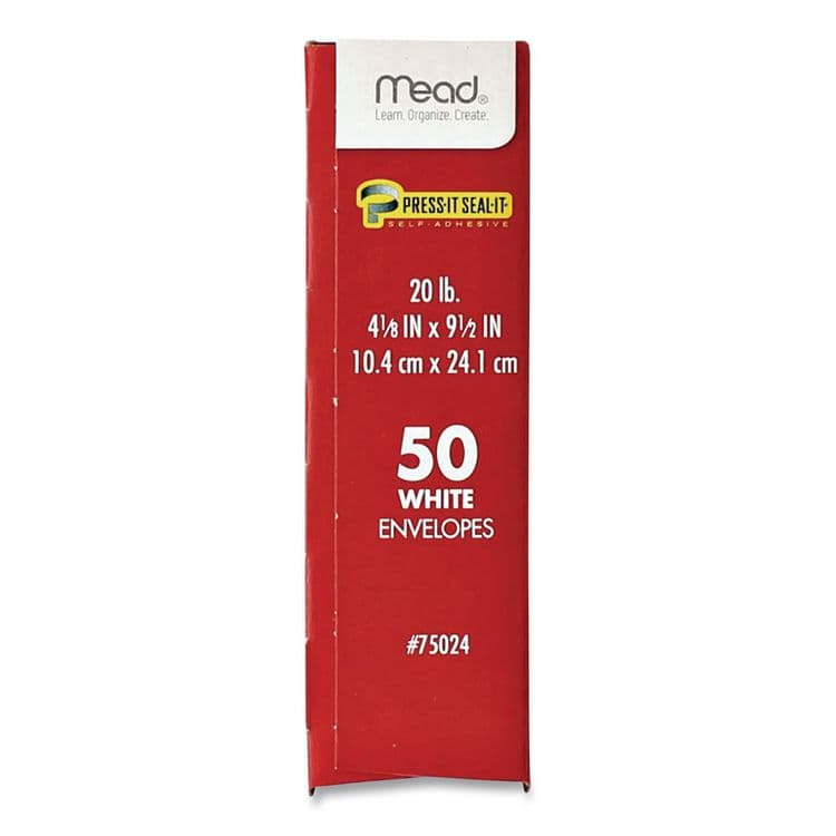 MEAD PRODUCTS Press-it Seal-it Self-Adhesive Envelope, #10, Commercial Flap, Self-Adhesive Closure, 9.5 x 4.18, White, 50/Box (MEA75024) thumbnail 2