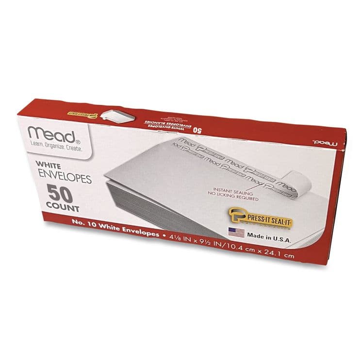 MEAD PRODUCTS Press-it Seal-it Self-Adhesive Envelope, #10, Commercial Flap, Self-Adhesive Closure, 9.5 x 4.18, White, 50/Box (MEA75024) thumbnail 3