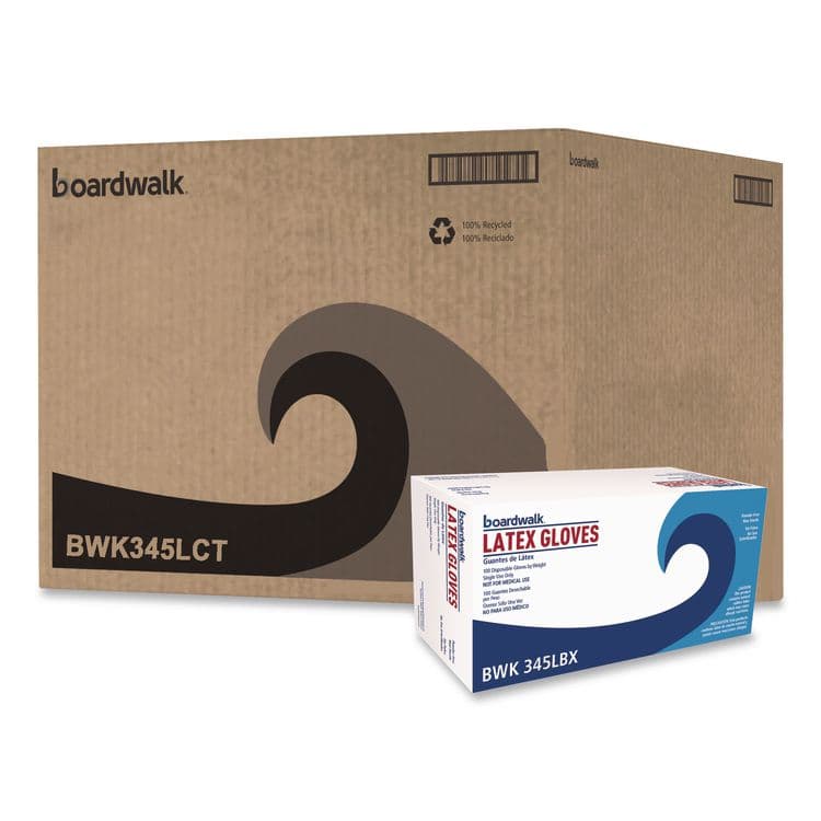 BOARDWALK General-Purpose Latex Gloves, Powder-Free, Large, 4.4 mil Thick, 9.5" Long, Natural, 100/Box, 10 Boxes/Carton (BWK345LCT)