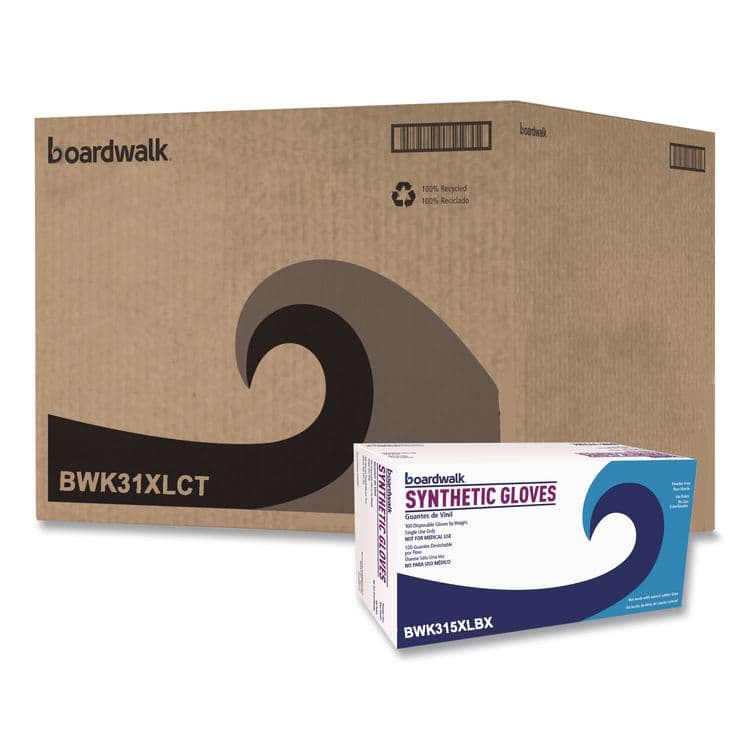BOARDWALK Powder-Free Synthetic Vinyl Gloves, X-Large, 4 mil Thick, 9.5" Long, Cream, 100/Box, 10 Boxes/Carton (BWK315XLCT)