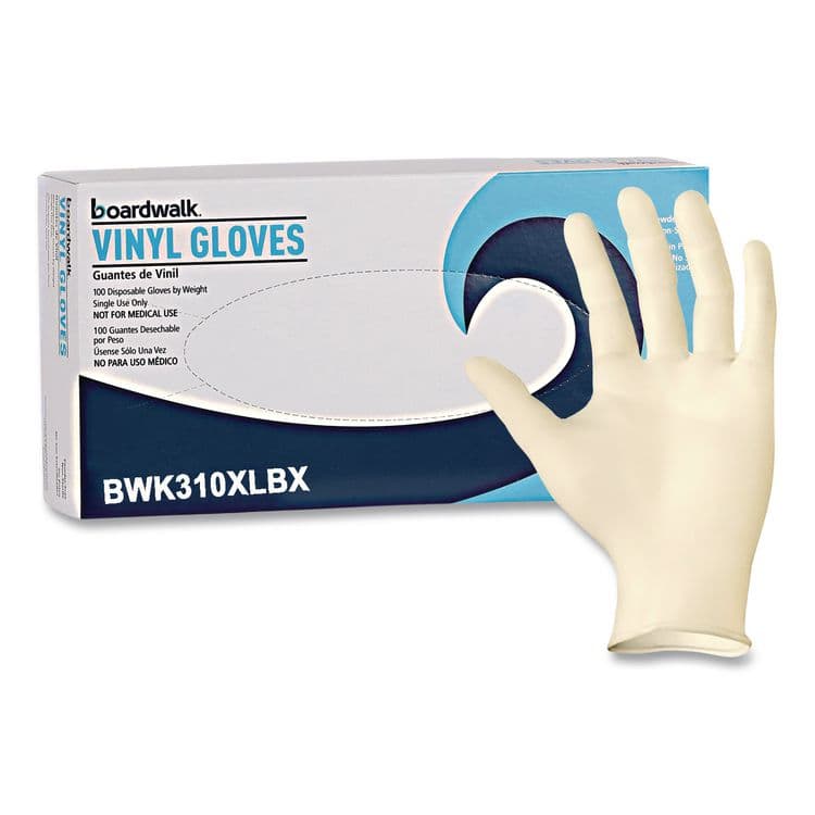 BOARDWALK Powder-Free Synthetic Examination Vinyl Gloves, X-Large, 5 mil Thick, 9.5" Long, Cream, 100/Box, 10 Boxes/Carton (BWK310XLCT) thumbnail 2