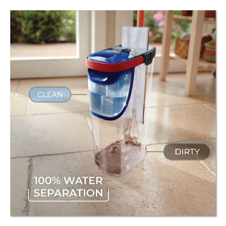 FREUDENBERG HOUSEHOLD PRODUCTS H2Pro Flat Mop System, 9.25 x 4.38 White/Blue Microfiber Head, Up to 56" Black/Red Handle (FHD175765) thumbnail 2