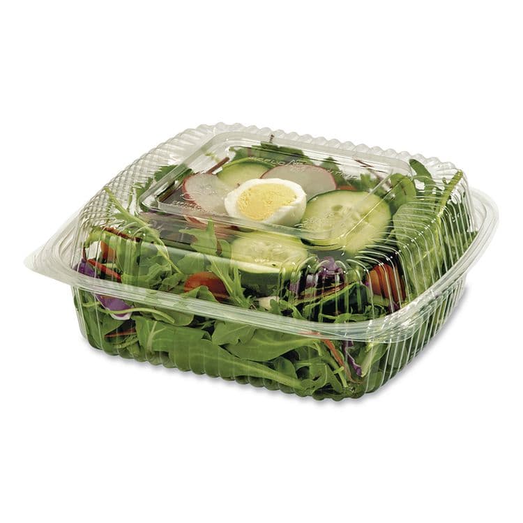 WORLD CENTRIC PLA Hinged Clamshells, 46 oz, 8.3 x 8.6 x 3.1, Clear, Plastic, 300/Carton (WORKLCS8N) thumbnail 2