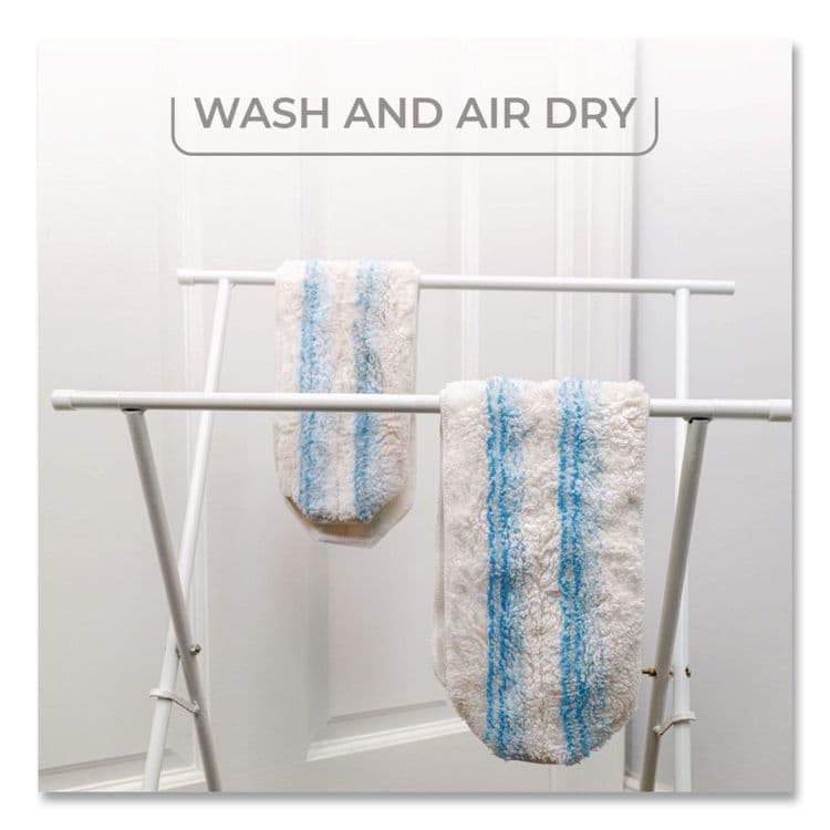 FREUDENBERG HOUSEHOLD PRODUCTS H2prO Flat Mop Head Replacement, 9.25 x 4.38, Blue/White, 2/Pack (FHD175782PK) thumbnail 3