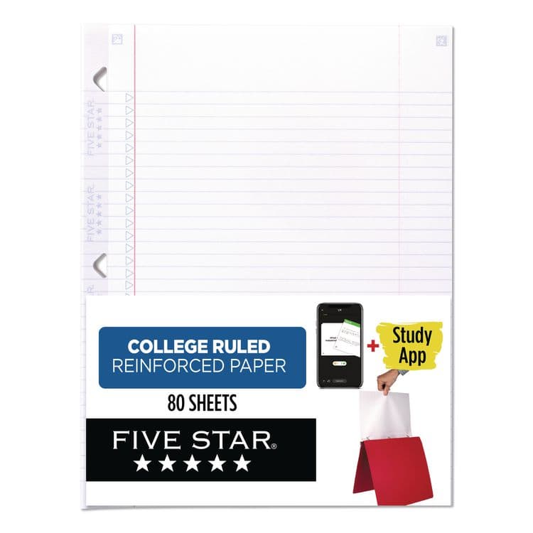 MEAD PRODUCTS Reinforced Filler Paper Plus Study App, 3-Hole, 8.5 x 11, College Rule, 80/Pack (MEA170102)