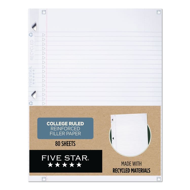 MEAD PRODUCTS Reinforced Recycled Filler Paper Plus Study App, 3-Hole, 8.5 x 11, College Rule, 80/Pack (MEA170023)