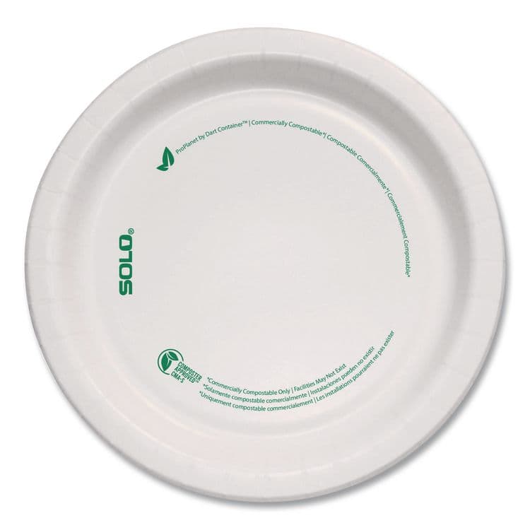 DART Compostable Paper Dinnerware, ProPlanet Seal, Plate, 6" dia, White, 1,000/Carton (SCCMP6PLANET)